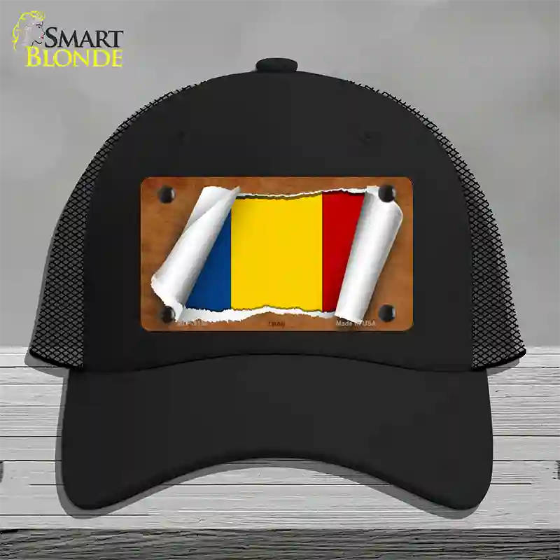 Chad Flag Scroll Novelty License Plate Hat Mesh / Black