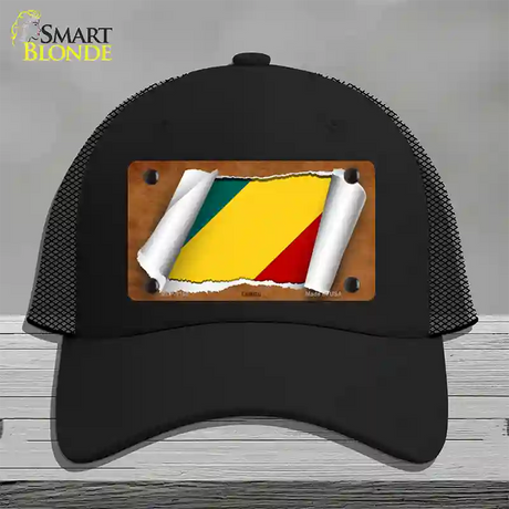 Congo Flag Scroll Novelty License Plate Hat Mesh / Black