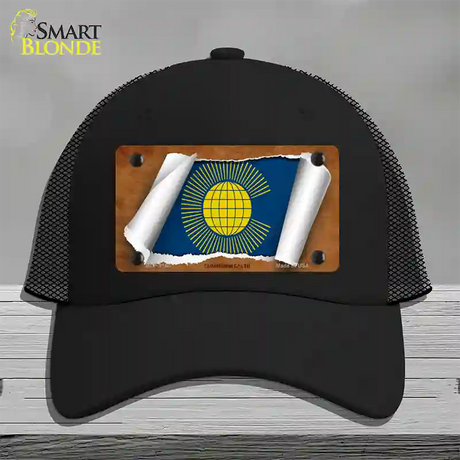 Commonwealth Flag Scroll Novelty License Plate Hat Mesh / Black