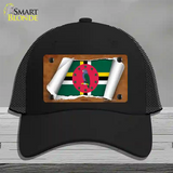 Dominica Flag Scroll Novelty License Plate Hat Mesh / Black