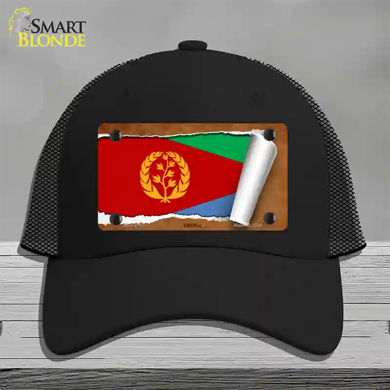 Eritrea Flag Scroll Novelty License Plate Hat Mesh / Black