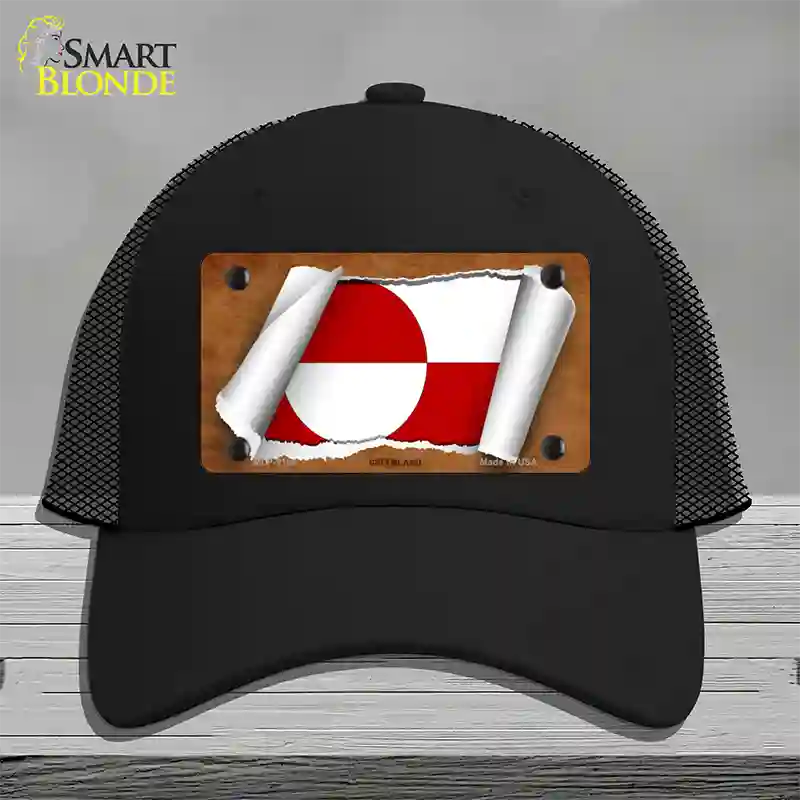 Greenland Flag Scroll Novelty License Plate Hat Mesh / Black