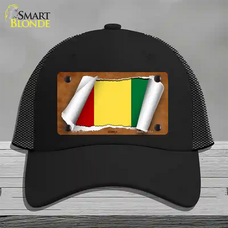 Guinea Flag Scroll Novelty License Plate Hat Mesh / Black