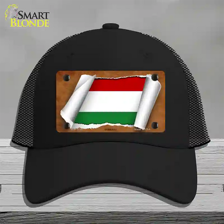 Hungary Flag Scroll Novelty License Plate Hat Mesh / Black