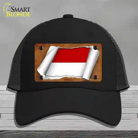 Indonesia Flag Scroll Novelty License Plate Hat Mesh / Black