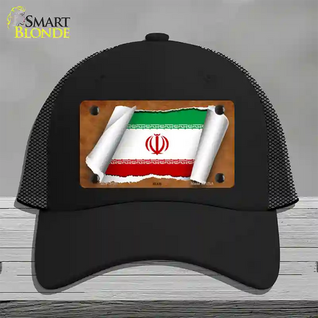 Iran Flag Scroll Novelty License Plate Hat Mesh / Black