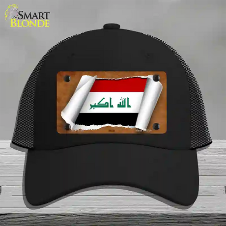 Iraq Flag Scroll Novelty License Plate Hat Mesh / Black