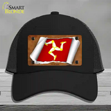 Isle of Man Flag Scroll Novelty License Plate Hat Mesh / Black