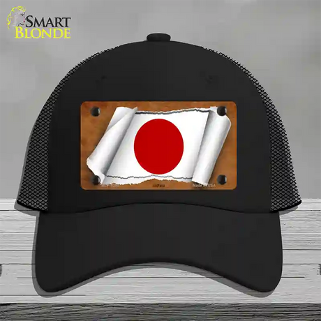 Japan Flag Scroll Novelty License Plate Hat Mesh / Black