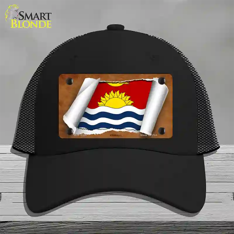 Kiribati Flag Scroll Novelty License Plate Hat Mesh / Black