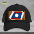 Laos Flag Scroll Novelty License Plate Hat Mesh / Black