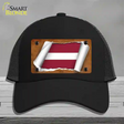 Latvia Flag Scroll Novelty License Plate Hat Mesh / Black