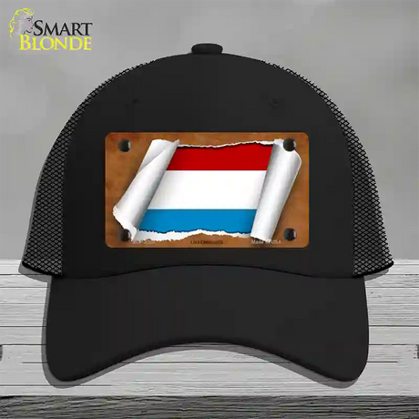 Luxemboury Flag Scroll Novelty License Plate Hat Mesh / Black