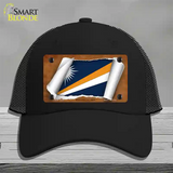 Marshall Islands Flag Scroll Novelty License Plate Hat Mesh / Black