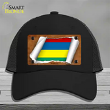 Mauritius Flag Scroll Novelty License Plate Hat Mesh / Black