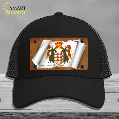 Monaco-S Flag Scroll Novelty License Plate Hat Mesh / Black