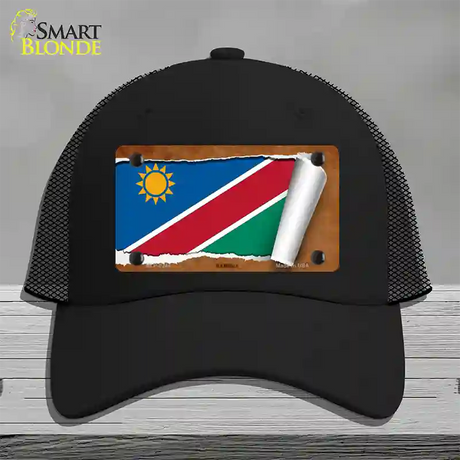 Namibia Flag Scroll Novelty License Plate Hat Mesh / Black