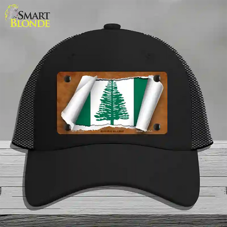 Norfolk Islands Flag Scroll Novelty License Plate Hat Mesh / Black