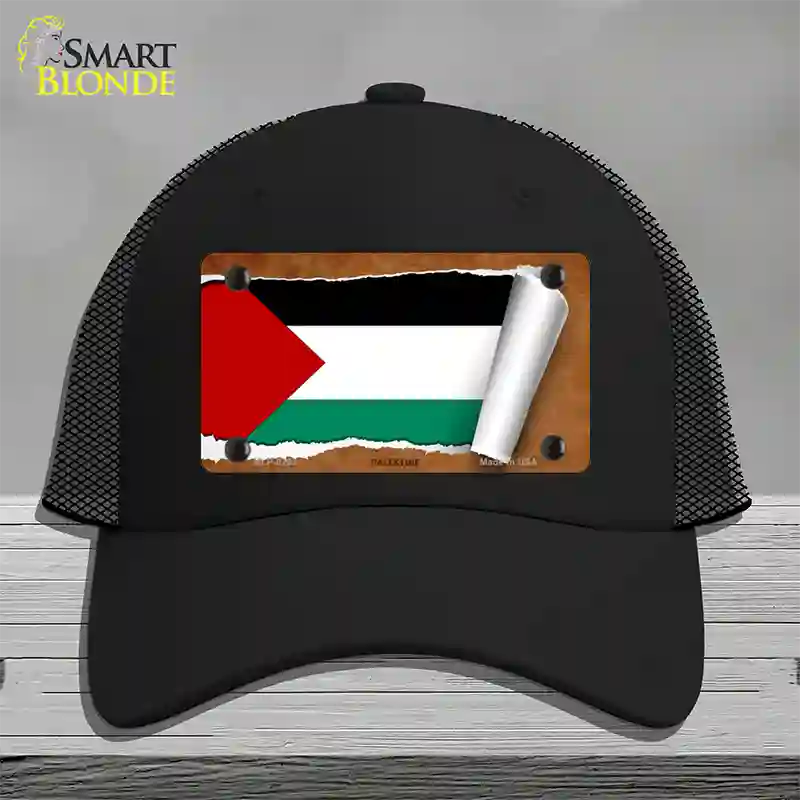 Palestine Flag Scroll Novelty License Plate Hat Mesh / Black