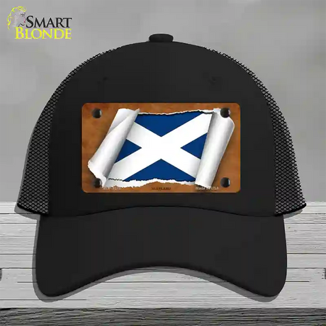 Scotland Flag Scroll Novelty License Plate Hat Mesh / Black