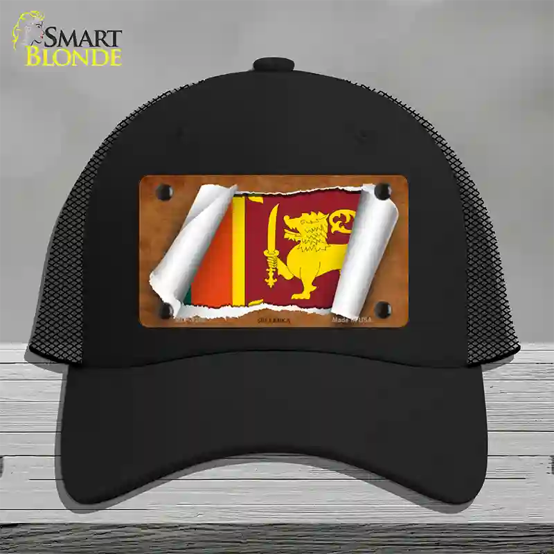 Sri Lanka Flag Scroll Novelty License Plate Hat Mesh / Black