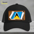 St Lucia Flag Scroll Novelty License Plate Hat Mesh / Black