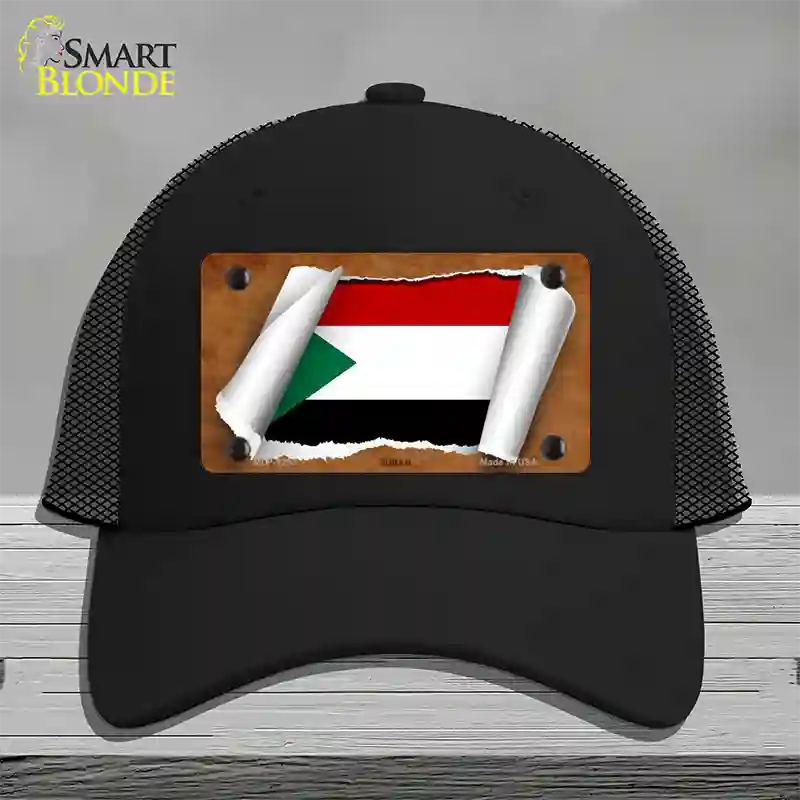 Sudan Flag Scroll Novelty License Plate Hat Mesh / Black