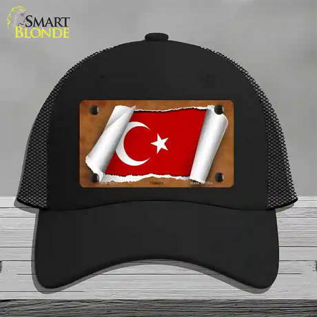 Turkey Flag Scroll Novelty License Plate Hat Mesh / Black