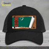 Turkmenistan Flag Scroll Novelty License Plate Hat Mesh / Black