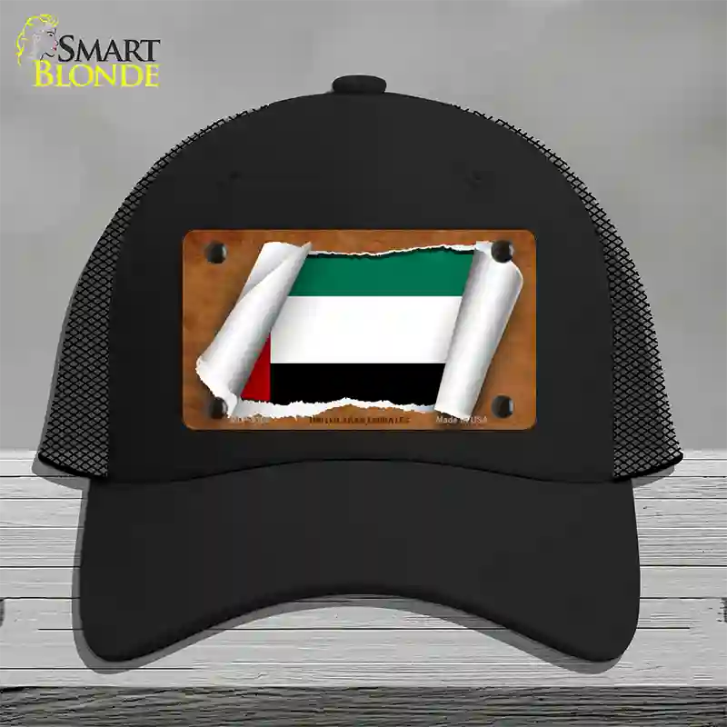 United Arab Emirates Flag Scroll Novelty License Plate Hat Mesh / Black