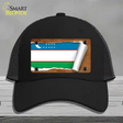 Uzbekistan Flag Scroll Novelty License Plate Hat Mesh / Black