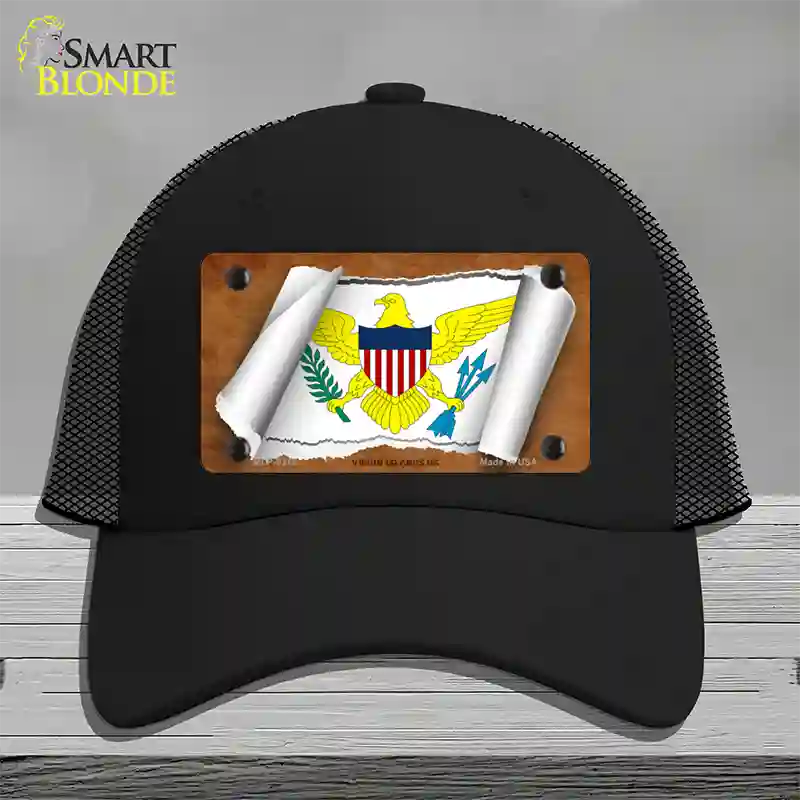 Virgin Islands US Flag Scroll Novelty License Plate Hat Mesh / Black