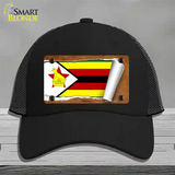 Zimbabwe Flag Scroll Novelty License Plate Hat Mesh / Black