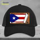 Puerto Rico Flag Scroll Novelty License Plate Hat Mesh / Black