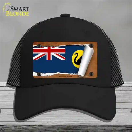 West Australia Flag Scroll Novelty License Plate Hat Mesh / Black