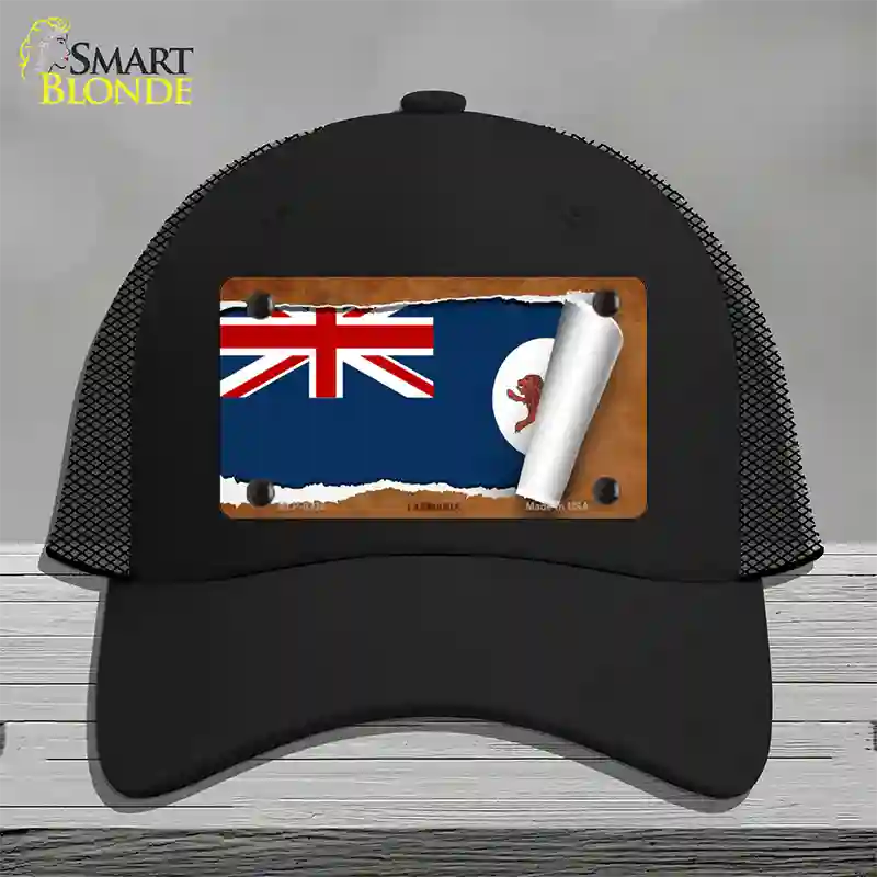 Tasmania Flag Scroll Novelty License Plate Hat Mesh / Black