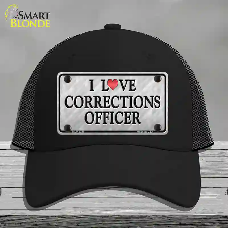 I Love Corrections Officer Novelty License Plate Hat Mesh / Black