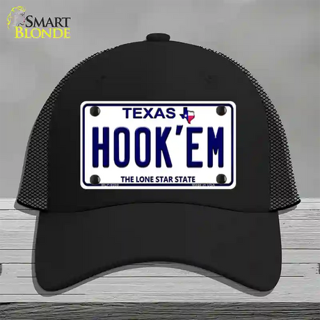 Hookem Texas Novelty License Plate Hat Mesh / Black