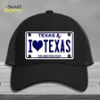 I Love Texas Novelty License Plate Hat Mesh / Black