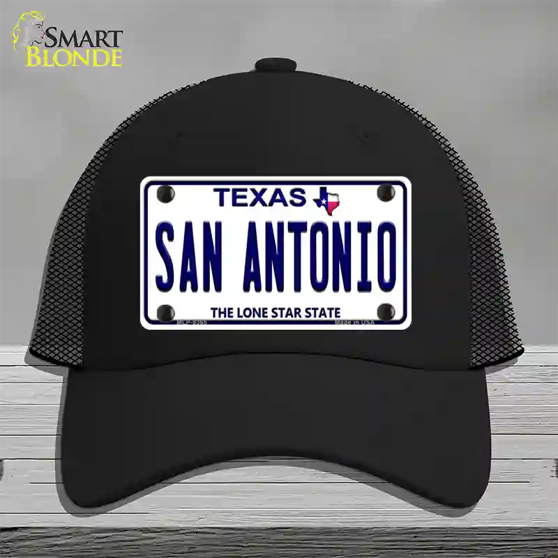 San Antonio Texas Novelty License Plate Hat Mesh / Black