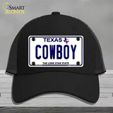 Cowboy Texas White Novelty License Plate Hat Mesh / Black