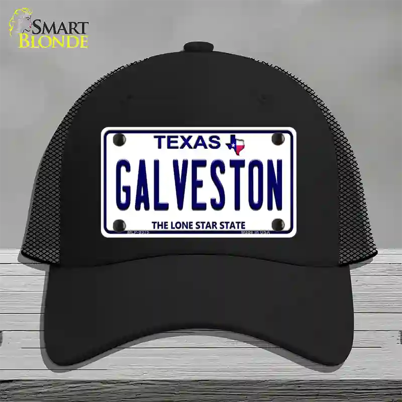 Galveston Texas Novelty License Plate Hat Mesh / Black