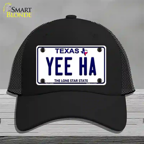 Yee Ha Texas Novelty License Plate Hat Mesh / Black