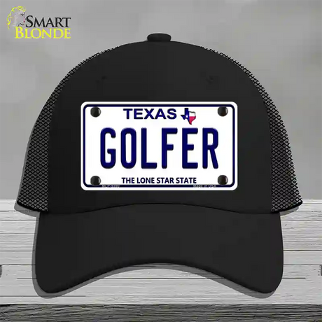 Golfer Texas Novelty License Plate Hat Mesh / Black