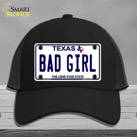 Bad Girl Texas Novelty License Plate Hat Mesh / Black