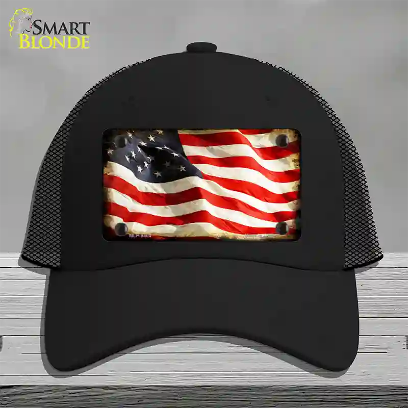 American Vintage Flag Novelty License Plate Hat Mesh / Black