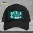 Rather Play Video Games Novelty License Plate Hat Mesh / Black