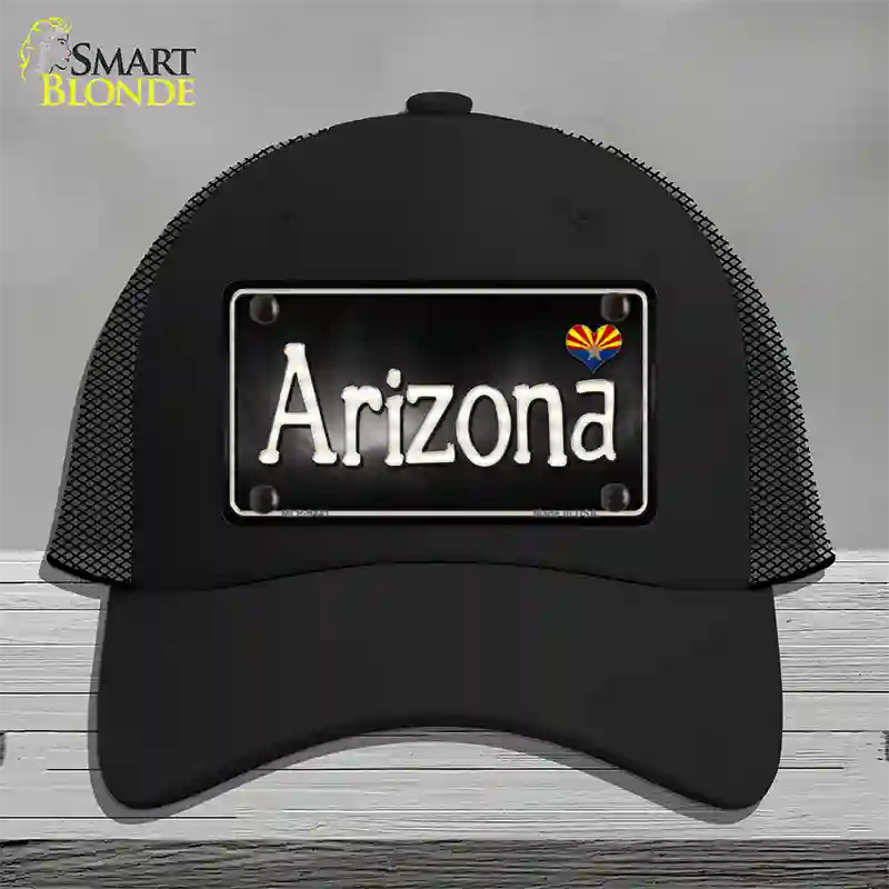 Arizona Flag Script Novelty License Plate Hat Mesh / Black