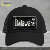 Delaware Flag Script Novelty License Plate Hat Mesh / Black