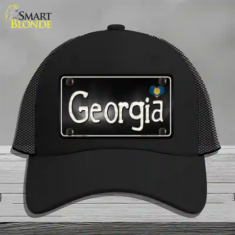 Georgia Flag Script Novelty License Plate Hat Mesh / Black